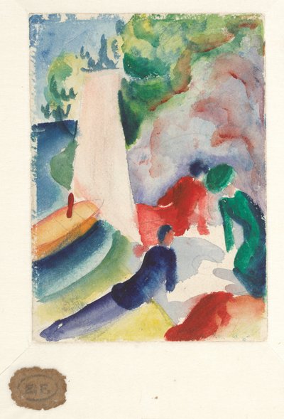 Picnic sulla spiaggia (Picnic dopo la vela), 1913 da August Macke
